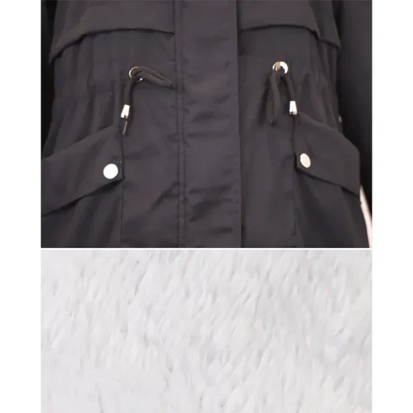 Cappotto Parka foderato in pile morbido ispessito da donna nuovo inverno 3XL di alta qualità Giacca leggera con cappuccio con tasche 5
