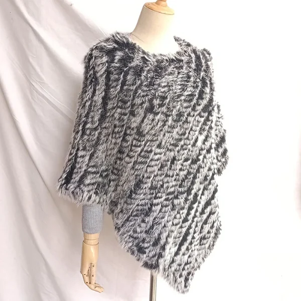 2024 donne di inverno lavorato a maglia vera pelliccia di coniglio poncho casual inverno femminile vera pelliccia mantello scialle vendita calda involucro di pelliccia naturale 4