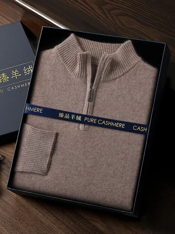 CHICUU Maglione da uomo in cashmere 100% con cerniera Pullover Collo a lupetto Manica lunga Maglieria basic in cashmere Autunno Inverno Abbigliamento Top 4