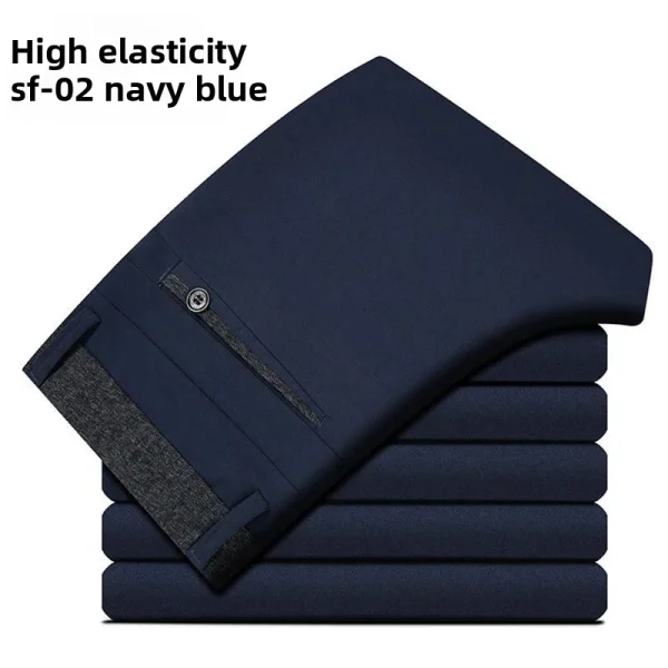Pantaloni eleganti da viaggio da uomo elasticizzati, pantaloni da lavoro senza ferro richiesto, pantaloni da lavoro da ufficio leggeri classici britannici slim fit 5