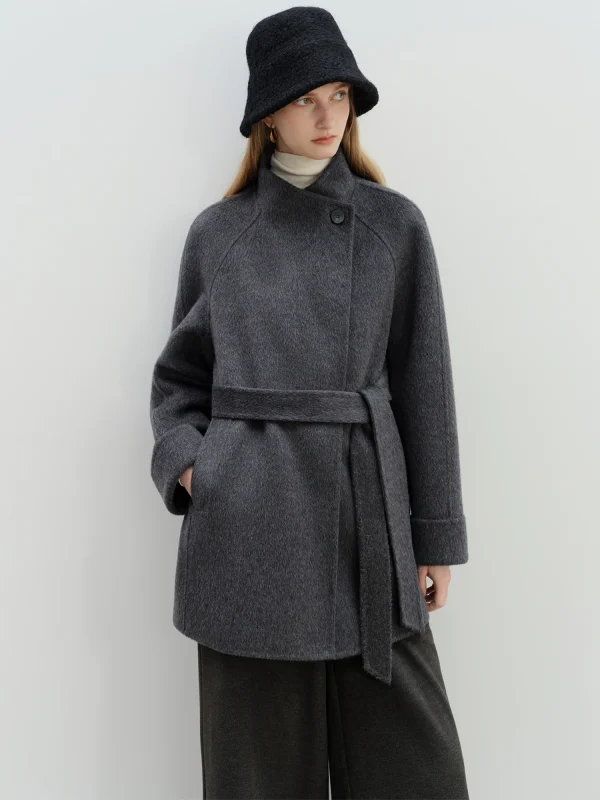 ZIQIAO 2025 Nuovo arrivo Chic Double Sided Cappotto in misto lana di cammello Elegante giacca corta con design ispirato al college Autunno Inverno 5