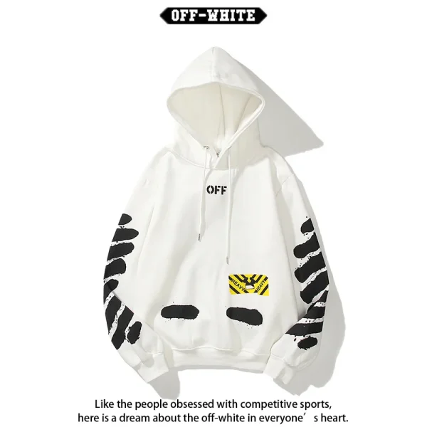 OFF-WHITE CO VIRGIL ABLOH Hiphop Style Wave Line Felpa con cappuccio stampata Uomo Donna Autunno Inverno Nuovo arrivo Abbigliamento 5