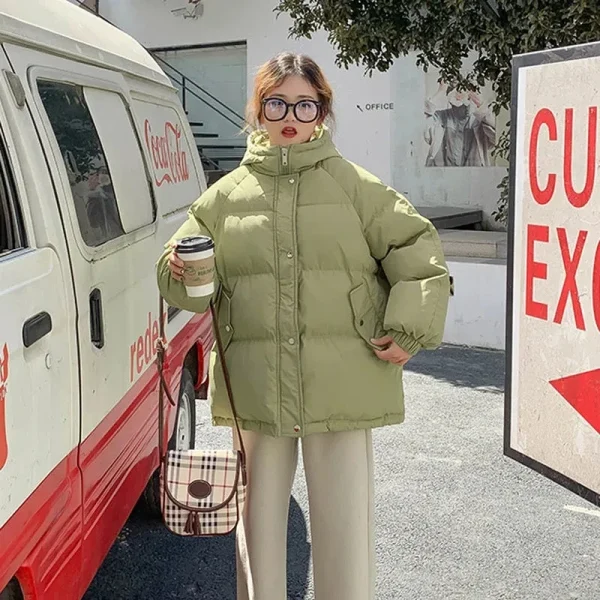 2023 nuove donne giacca corta parka invernali giacche imbottite in cotone con cappuccio spesse cappotti donna piumino allentato parka Oversize Outwear 4