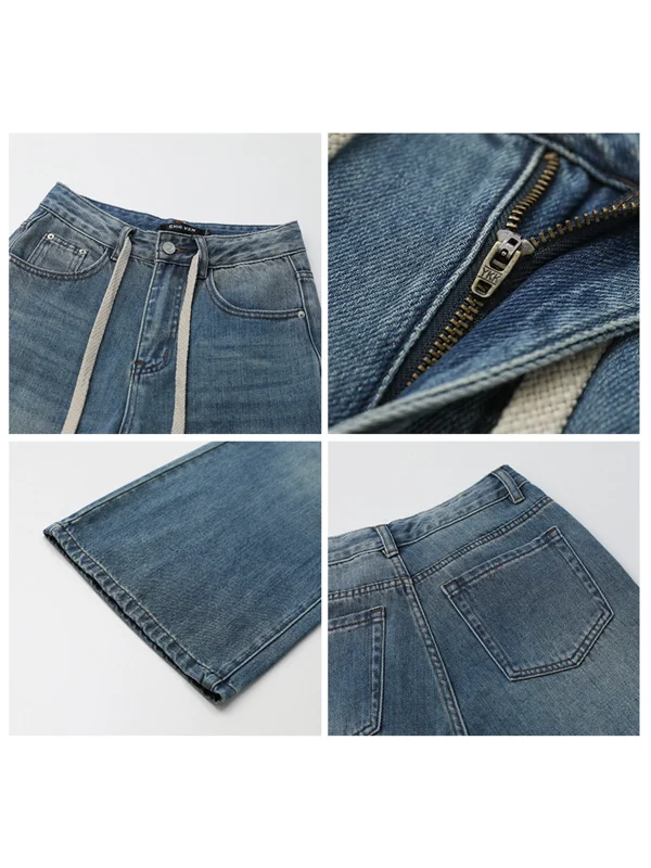 CHIC VEN Pantaloni in denim da donna Solid Loose Casual Retro Jeans con coulisse Pantaloni femminili a gamba dritta Primavera Autunno 2025 4