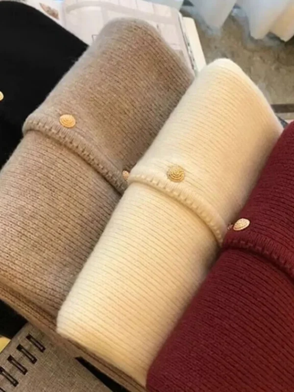 2024 Girocollo 100 cardigan in puro cashmere piccolo cappotto profumato maglione lavorato a maglia di lana sciolto primaverile e autunnale da donna 4
