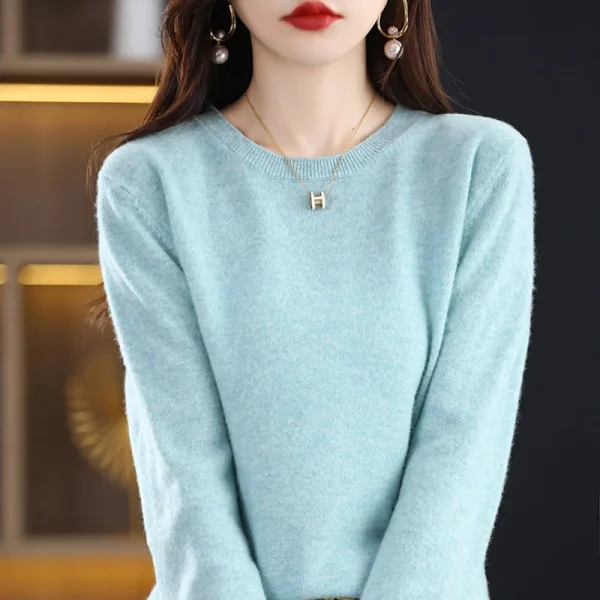 Autunno e inverno 100% maglione di pura lana maglione girocollo da donna indossare Pullover maglione di Cashmere maglieria WQ12002 2