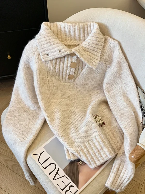 Maglione da donna in cashmere marrone Harajuku maniche lunghe dolcevita pullover maglioni maglione vintage Y2k anni 2000 vestiti moda inverno 4