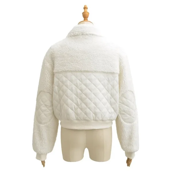 Autunno Inverno Capispalla caldo Giacche Donna Agnello Peluche Cappotto caldo Felpe a maniche lunghe Patchwork Colletto casual Giacca con cerniera 3