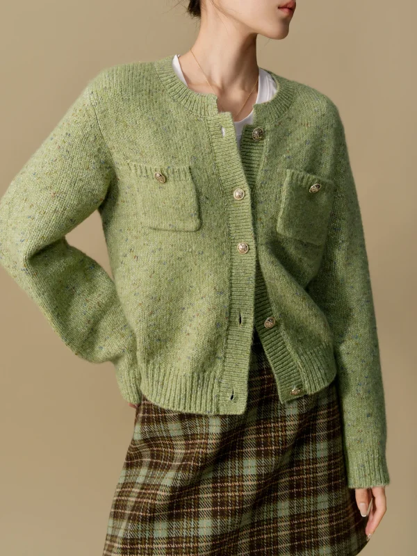 DUSHU Women's Round Neck Knitted Cardigan 2024 Winter New Product Commuting Fashion Sweater Jacket for Women 24DS84155 1
