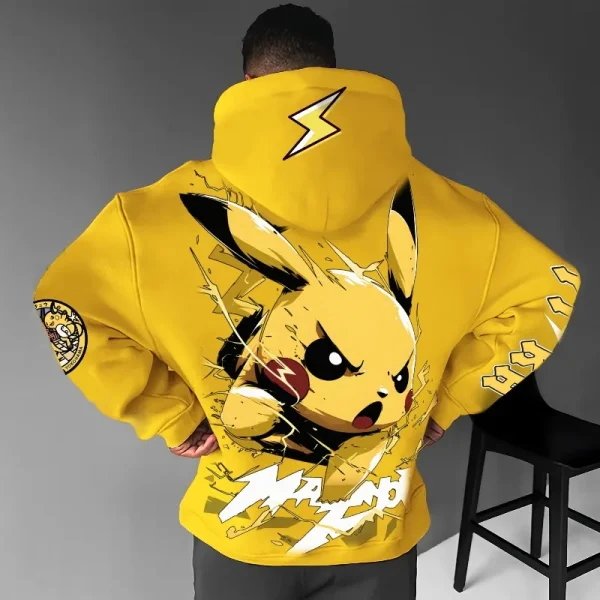 Felpa con cappuccio stampata Pokémon Game Pikachu per uomo e donna Autunno/Inverno Nuovo Y2K Harajuku Top maglione di tendenza casual di grandi dimensioni 3