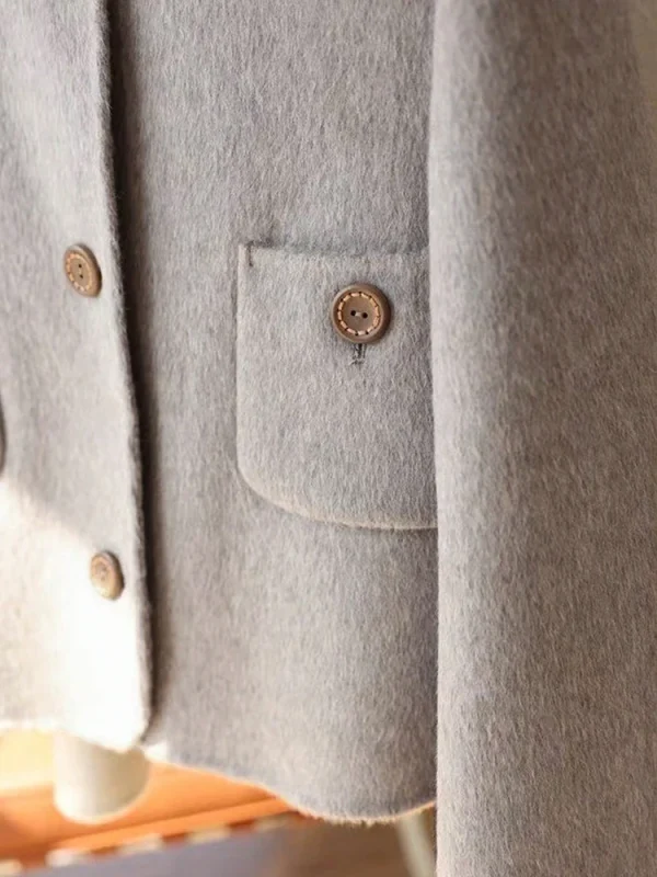 Cappotti di lana corti solidi alla moda per donna Autunno Inverno Abbigliamento donna caldo Abbottonatura Cappotto femminile Nuovo in capispalla 6