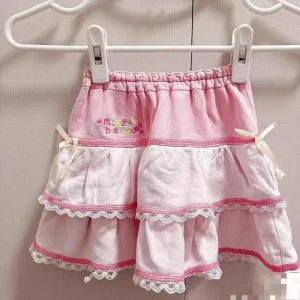 Dolce Lolita Stile Torta Mini Gonne Giappone Donne Kawaii Cartoon Ricamo Arco Gonne a pieghe Y2k Gonna corta da fata Faldas Mujer 1