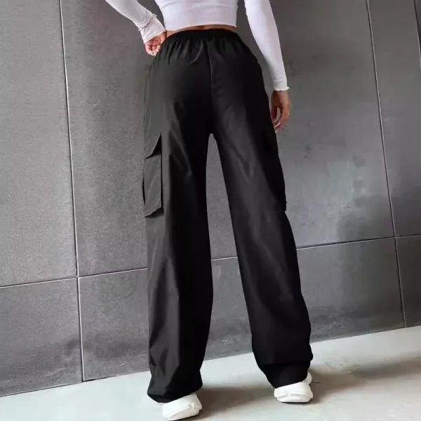 Pantaloni casual a gamba dritta traspiranti a vita alta Pantaloni cargo leggeri estivi Pantaloni sportivi vintage stile americano da donna 3