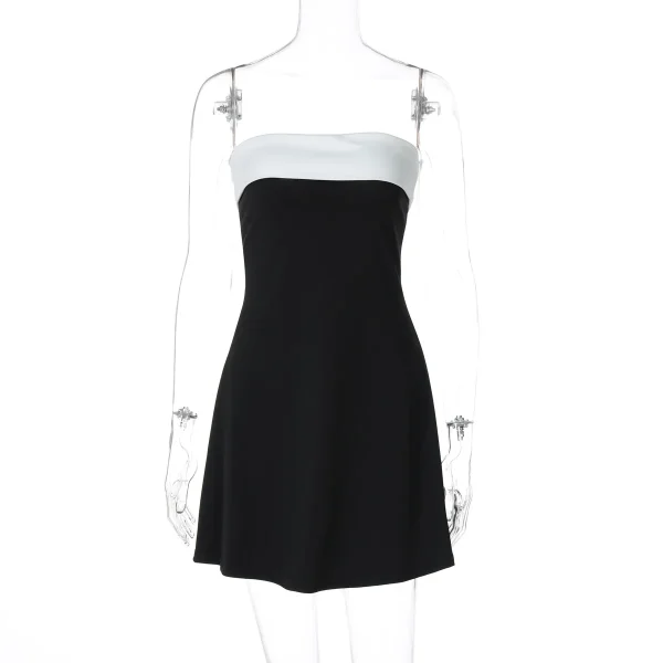 Mini abito Y2K da donna sexy senza spalline senza schienale Abiti Autunno Inverno Party Club con spalle scoperte Senza maniche Aderente Abiti a linea Nuovo 4