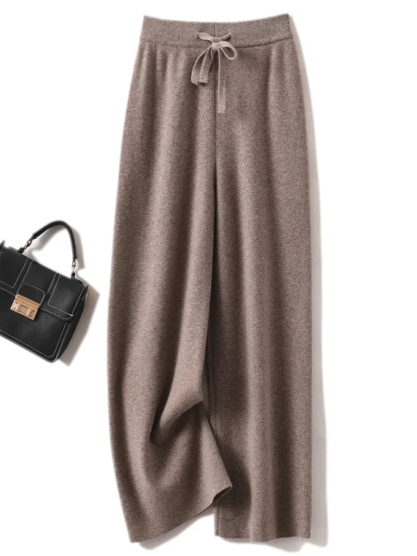 Pantaloni da donna autunno inverno Pantaloni basic morbidi casual con fascia 100% lana merino Maglieria Pantaloni popolari coreani 6