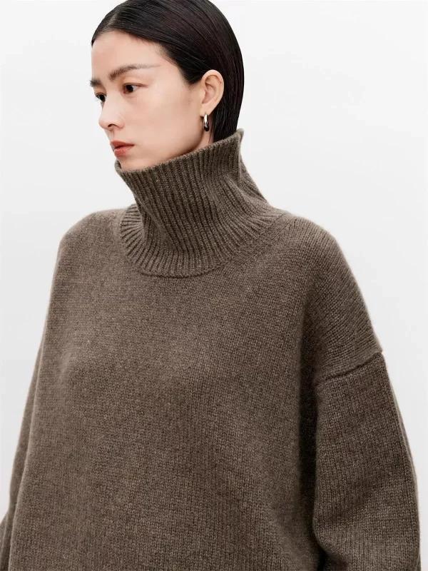 Dolcevita ispessito maglione in puro cashmere al 100% maglione da donna con silhouette in maglia pigra e allentata Prodotti europei 3