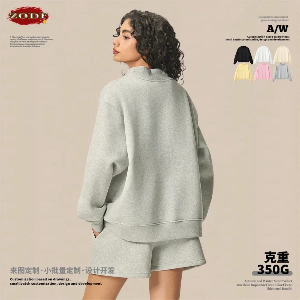 ZODF 2025 Donne di Inverno 350gsm Caldo Pile Felpe Ragazze Femminile Hip Hop Mezza Dolcevita Pullover Marchio di Abbigliamento HY056 3
