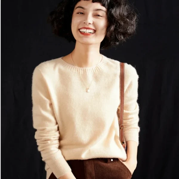 Pullover da donna autunno/inverno 100% puro maglione di cashmere maglione lavorato a maglia casual girocollo top larghi camicetta versatile di base 3