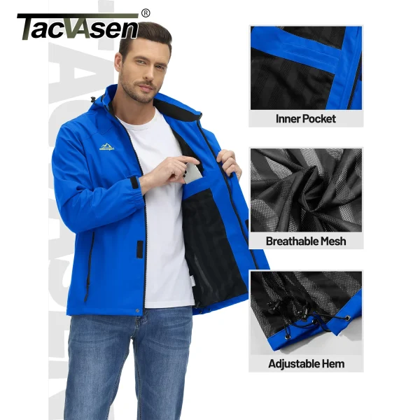 TACVASEN Giacche da trekking leggere Giacca antipioggia impermeabile da uomo Foderata in rete Trekking Pesca Giacca da escursionismo Giacca a vento da esterno 5