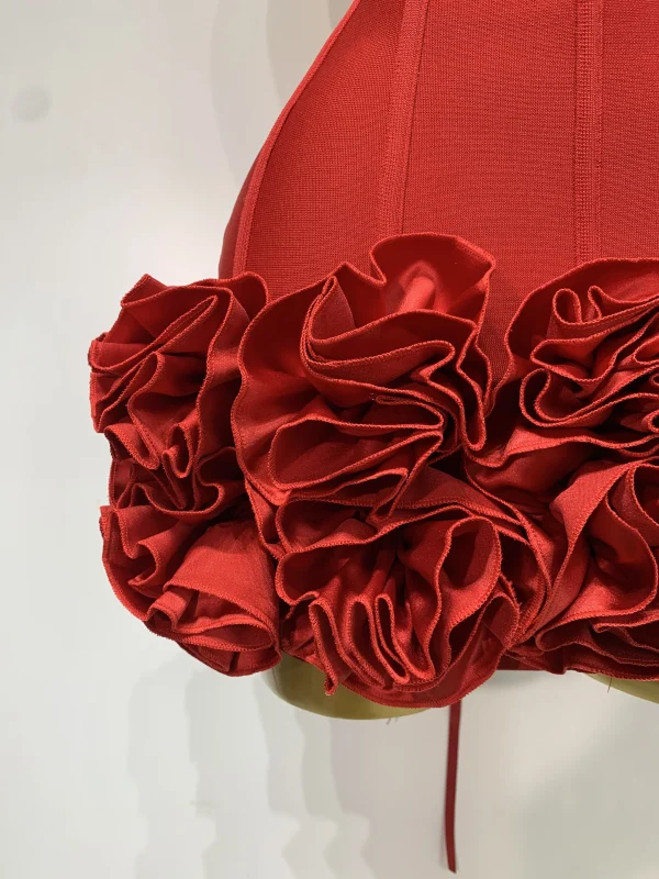 Mini abito dalla fasciatura da donna sexy senza spalline senza schienale impreziosito da fiori Abiti da club per feste da cocktail per celebrità 6