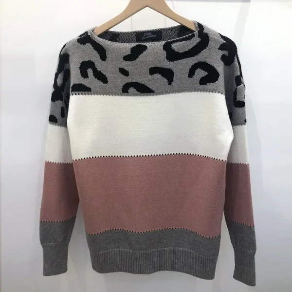 Tuoyi Maglione Abito da donna Leopardo Autunno Dzianiny Impiombato Felpa a maniche lunghe Maglione oversize 2024 Nuovi vestiti Y2k 6