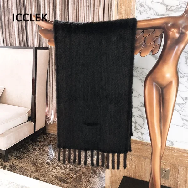 Scialle di pelliccia di visone Donna Inverno Caldo di lusso Sciarpa di pelliccia di grandi dimensioni Sciarpe di pelliccia lavorate a maglia da donna Avvolge Scialli da sposa per feste serali 6