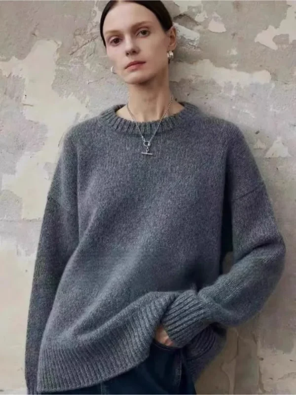 Merci europee di fascia alta 100 maglione di puro cashmere femminile autunno e inverno nuovo sciolto spesso morbido ceroso sensazione senior 1