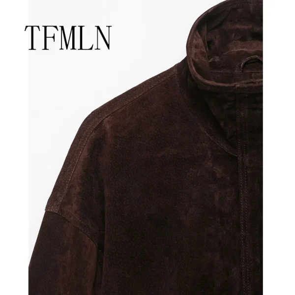 TFMLN Nuovo Autunno Inverno Giacca Allentata da Donna Manica Lunga Ritagliata Cerniera Giubbotti Moda Cappotti Caldi Capispalla Casual ﻿ 5