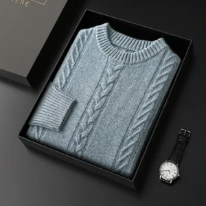 Autunno Inverno Maglione di lana da uomo Pullover Twist Fiore addensato Smart Casual 100% lana merino Maglieria Abbigliamento in cashmere Top 1