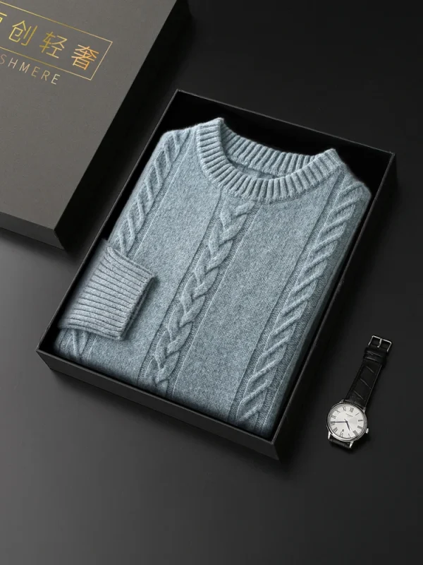 Autunno Inverno Maglione di lana da uomo Pullover Twist Fiore addensato Smart Casual 100% lana merino Maglieria Abbigliamento in cashmere Top 1