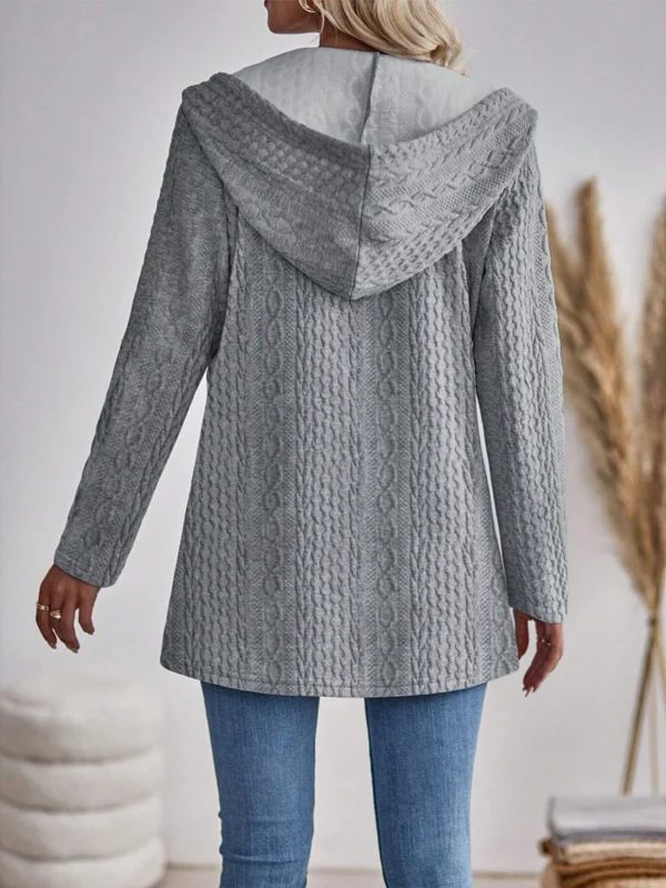 Felpa con cappuccio con cerniera in tinta unita con struttura alla moda da donna elegante direzionale 2