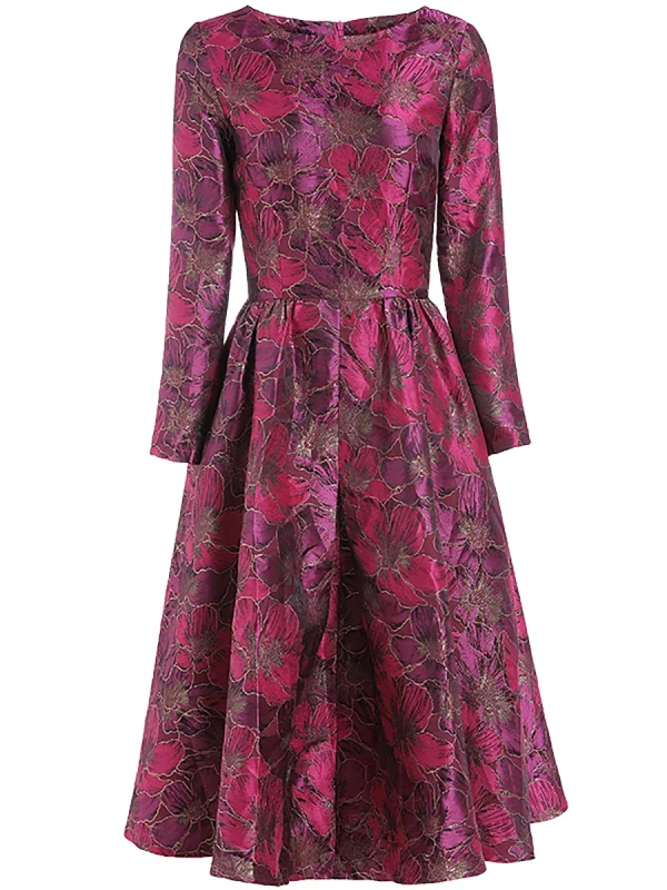 Abito jacquard autunno estate Abito da sera di Capodanno Abito a metà polpaccio stile Inghilterra Abito da festa per donna Abito da ballo HT1137 5