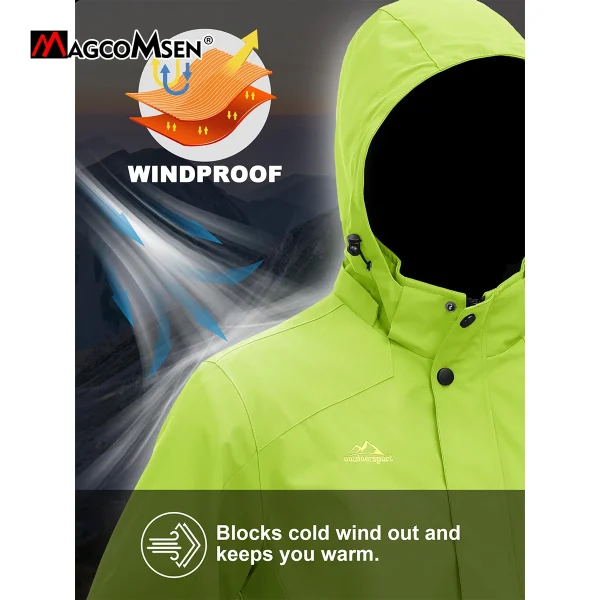 MAGCOMSEN Giacche leggere Giacche antipioggia foderate in rete da uomo Giacche da trekking impermeabili con cappuccio Cappotti giacca a vento primavera/autunno Uomo 4