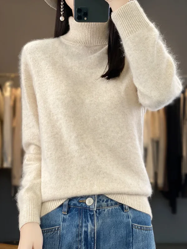 Basic Bottoming Autunno Inverno 100% visone Cashmere maglione da donna pullover femminile manica lunga maglieria top colletto rovesciato top 2