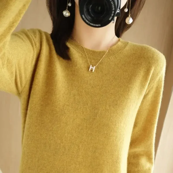 2025 Maglione da donna Primavera Autunno Manica lunga O-Collo Pullover Camicie con fondo caldo Maglione moda coreana Maglieria Maglioni morbidi 4