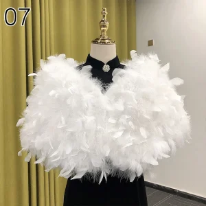 Vera piuma di struzzo scialle da sposa donna inverno pelliccia avvolgente mantello sciarpa soffice piuma coprispalle da sposa stole da festa mantello da sposa mantello 1