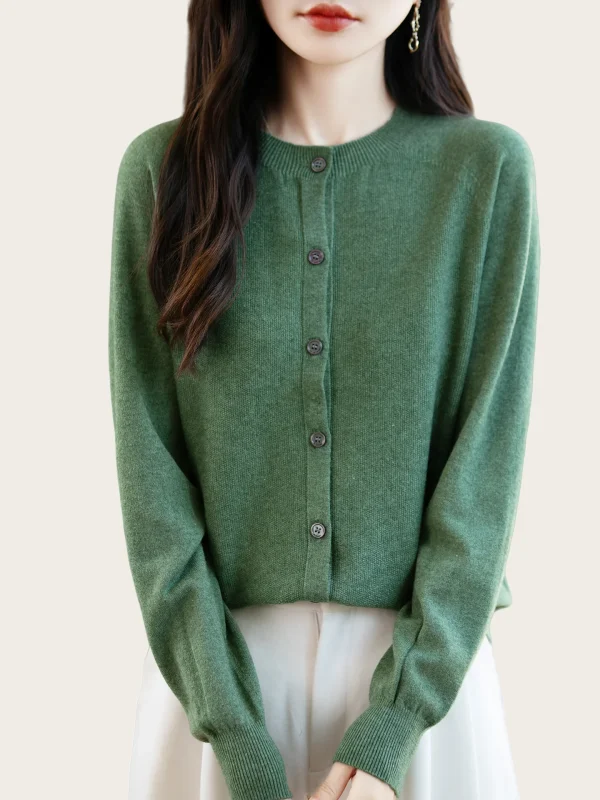 Maglione classico da donna in lana merino Cardigan lavorato a maglia basic femminile autunno inverno Top eleganti da donna in cashmere a maniche lunghe 3