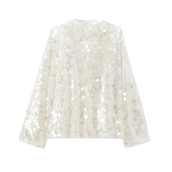 YENKYE Nuove Donne di Autunno Con Paillettes Kimono Giacca Cappotto Manica Lunga Con Scollo A V Femminile Casual Allentato Della Tuta Sportiva Chic Lady Wrap Abiti 3