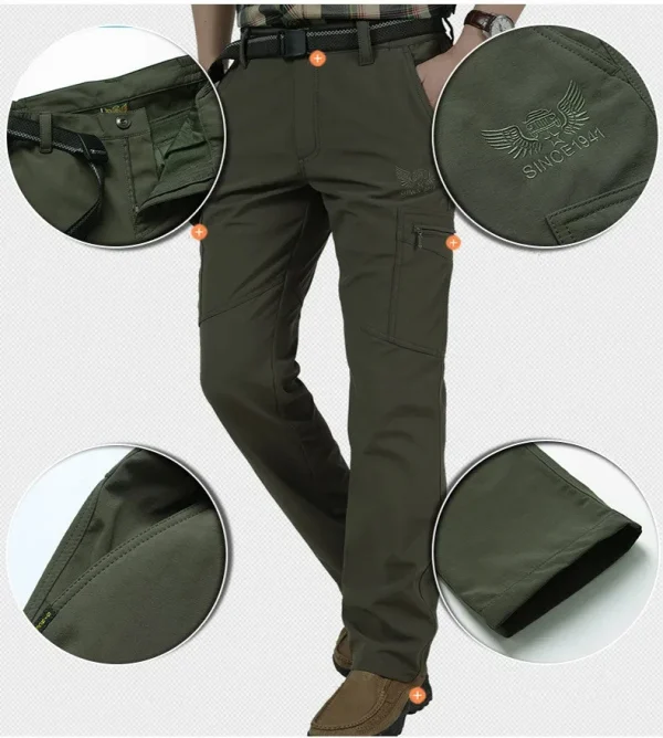 Pantaloni tattici in pile invernale da uomo Pantaloni cargo caldi Pantaloni da lavoro SoftShell da caccia Pantaloni impermeabili caldi spessi in pelle di squalo M-4XL 4
