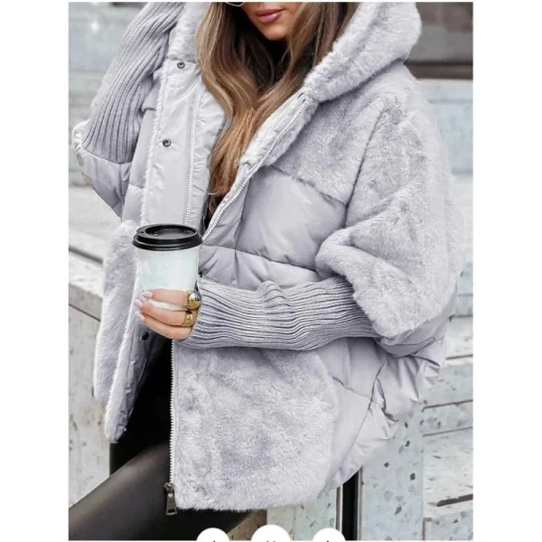 Autunno Inverno Donna Patchwork con cappuccio Cappotto di cotone caldo 2025 Nuove donne Giacca imbottita in cotone Capispalla oversize Cappotto Parka da donna 6