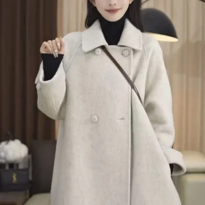 2025 Cappotto di media lunghezza alla moda con piccolo cappotto sciolto con temperamento Maunie da donna autunno e inverno Tendenza invernale 1