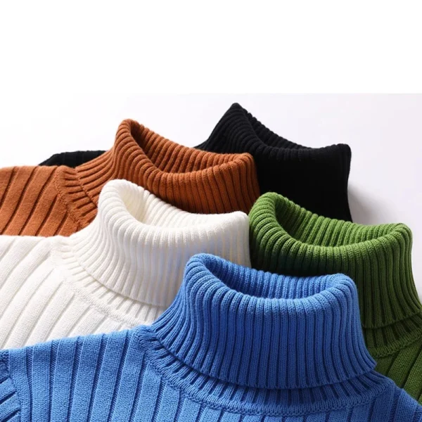 Maglione da uomo dolcevita pullover maschile maglione solido addensare autunno inverno taglie forti 3XL 4XL collo alto abbigliamento striscia uomo maglieria 6