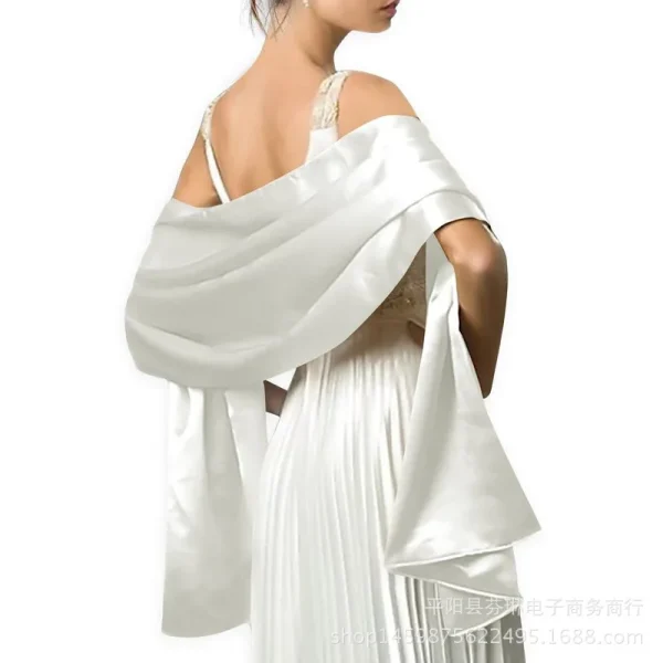Nuovo abito da sera in tinta unita in stile europeo con scialle lungo sciarpa decorazione abito da sposa abito cinese con sciarpa di seta 4