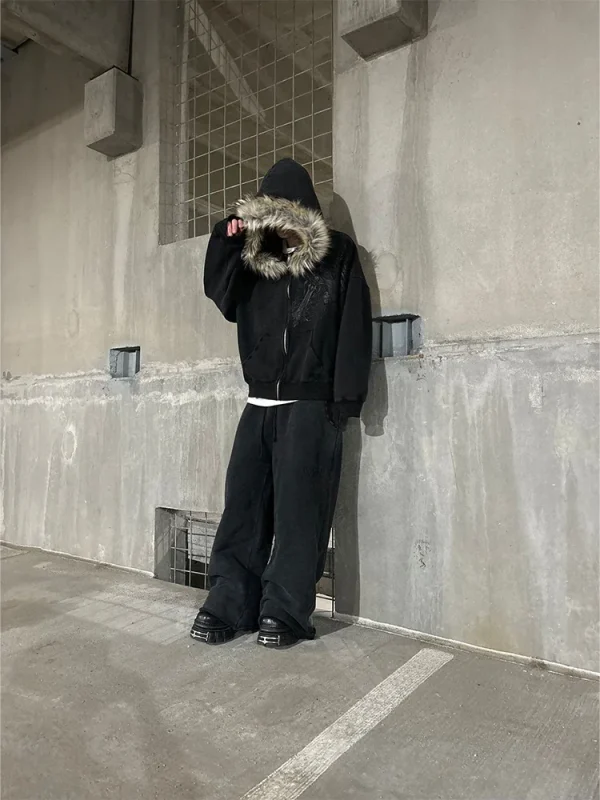 Autunno/Inverno Y2k Donne Estetica Harajuku Collo in Pelliccia Sintetica Felpe con Cappuccio Vestiti Grafica Hip Hop Punk Gotico Zip Up Felpe 2025 nuovo 1