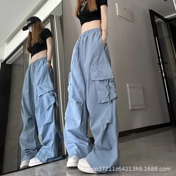 Pantaloni da lavoro stile americano Pantaloni casual a gamba larga a vita alta da donna Primavera Autunno Nuovo stile Hot Girl Lunghezza pavimento dritto 2