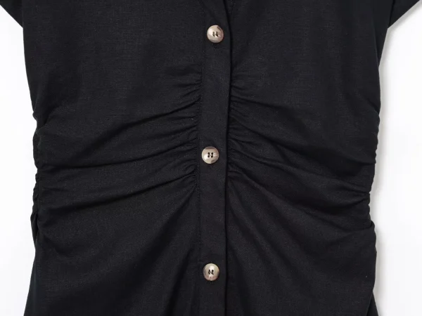 ETJ 2025 Primavera/Estate Nuovo abito MIDI da donna elegante stile vacanza rinfrescante e confortevole a maniche corte con scollo a V 2