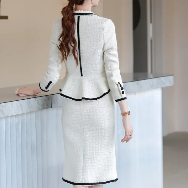 Naviu Abito formale di fascia alta da donna New Fashion Slim Business Manica lunga Giacca e gonna in lana Abbigliamento da lavoro da donna per ufficio 3