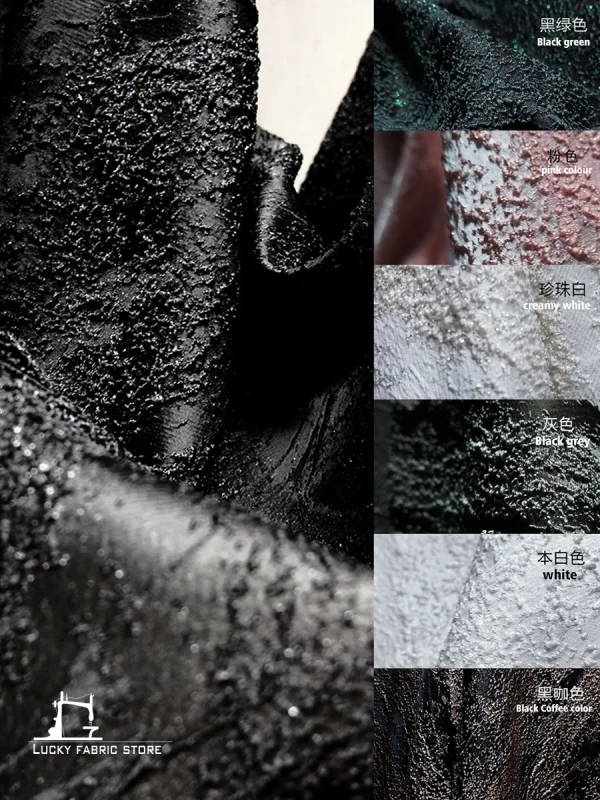 Tessuto con trama jacquard con motivo a grana tridimensionale irregolare astratto realizzato con tessuti per abbigliamento autunnale e invernale 1