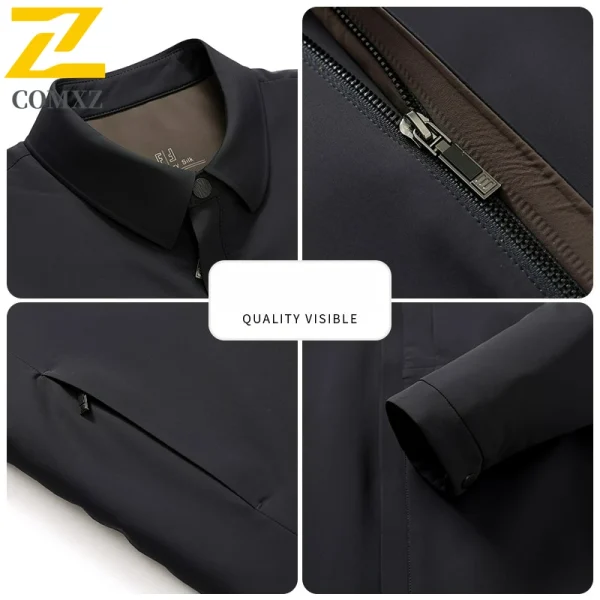 COMXZ Giacca imbottita da uomo di lusso Comodo pendolarismo da ufficio Parka leggero Colletto alla coreana Cappotto imbottito invernale antivento per esterni 5