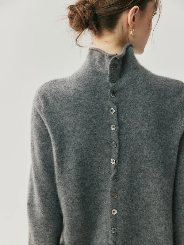 Pullover da donna Maglione basic in cashmere 100% davanti e dietro entrambi indossano collo finto lavorato a maglia Abbigliamento versatile Cardigan maglione autunno inverno 1